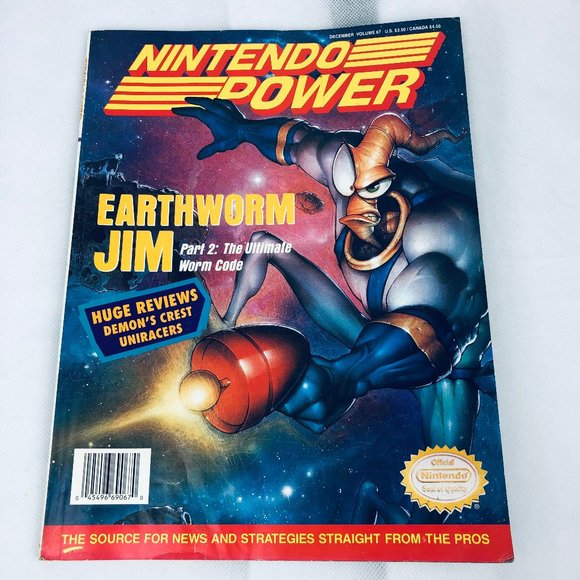 Nintendo Power Magazine Volume 67 Dec 1994 Earthworm Jim X-Men Poster No Cards - Picture 1 of 4